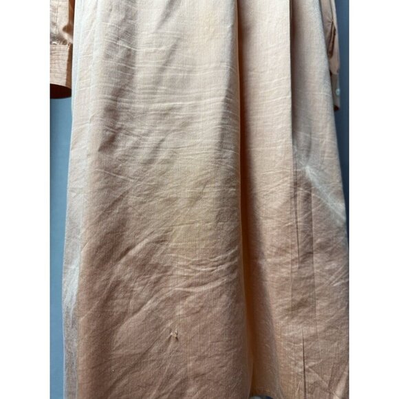 Pell & Co Long Sleeve Shirt Dress Peach Orange Button Up Midi Dress Size 14 - Picture 9 of 16
